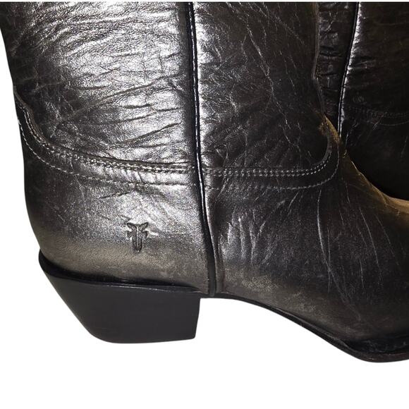 FRYE DARK PEWTER CRINKLE WESTERN SACHA MID PULL ON BOOTS SIZE‎ 8.5 NEW - Picture 5 of 14